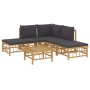 Set de muebles de jardín 6 piezas bambú con cojines gris oscuro de vidaXL, Conjuntos de jardín - Ref: Foro24-3155207, Precio:...