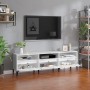 Mueble de TV madera contrachapada blanco brillo 150x30x44,5 cm de vidaXL, Muebles TV - Ref: Foro24-831919, Precio: 92,53 €, D...