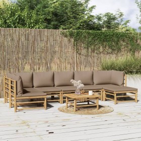 8-piece bamboo garden furniture set with taupe gray cushions by vidaXL, Garden sets - Ref: Foro24-3155142, Price: 823,51 €, D...