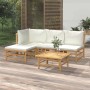 5-piece bamboo garden furniture set with cream white cushions by vidaXL, Garden sets - Ref: Foro24-3155177, Price: 425,09 €, ...