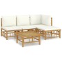 5-piece bamboo garden furniture set with cream white cushions by vidaXL, Garden sets - Ref: Foro24-3155177, Price: 425,09 €, ...