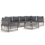 Garden furniture set 7 pieces and anthracite gray PE rattan cushions by vidaXL, Outdoor sofas - Ref: Foro24-3186767, Price: 5...