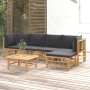 Set de muebles de jardín 6 piezas bambú con cojines gris oscuro de vidaXL, Conjuntos de jardín - Ref: Foro24-3155212, Precio:...