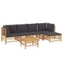 Set de muebles de jardín 6 piezas bambú con cojines gris oscuro de vidaXL, Conjuntos de jardín - Ref: Foro24-3155212, Precio:...