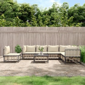 Gartenmöbel-Set 8 Stück und Kissen PE Rattan Anthrazit von vidaXL, Outdoor-Sofas - Ref: Foro24-3186768, Preis: 602,99 €, Raba...