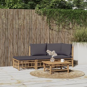 3-piece bamboo garden furniture set with dark gray cushions by vidaXL, Garden sets - Ref: Foro24-3155236, Price: 296,46 €, Di...