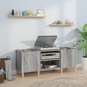 Sonoma gray plywood record cabinet 121x38x48cm by vidaXL, CD and DVD storage - Ref: Foro24-831931, Price: 75,14 €, Discount: %