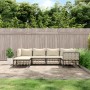 Gartenmöbel-Set 6-teilig anthrazitfarbene Kissen PE-Rattan von vidaXL, Outdoor-Sofas - Ref: Foro24-3186770, Preis: 460,39 €, ...