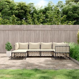 Gartenmöbel-Set 6-teilig anthrazitfarbene Kissen PE-Rattan von vidaXL, Outdoor-Sofas - Ref: Foro24-3186770, Preis: 459,99 €, ...