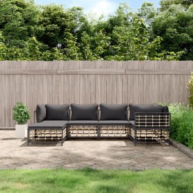 Gartenmöbel-Set 6-teilig anthrazitfarbene Kissen PE-Rattan von vidaXL, Outdoor-Sofas - Ref: Foro24-3186771, Preis: 456,99 €, ...