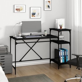 Desk with black iron and wood shelves 135x50x90 cm by vidaXL, Desks - Ref: Foro24-826709, Price: 81,99 €, Discount: %