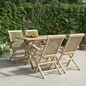 5-piece solid teak wood garden dining set by vidaXL, Garden sets - Ref: Foro24-3155043, Price: 492,99 €, Discount: %