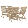 5-piece solid teak wood garden dining set by vidaXL, Garden sets - Ref: Foro24-3155043, Price: 495,39 €, Discount: %