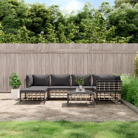 Gartenmöbel-Set 7-teilig und anthrazitgraue PE-Rattankissen von vidaXL, Outdoor-Sofas - Ref: Foro24-3186773, Preis: 508,99 €,...