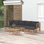 Set de muebles de jardín 7 piezas bambú con cojines gris oscuro de vidaXL, Conjuntos de jardín - Ref: Foro24-3155229, Precio:...