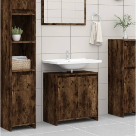 Badezimmerschrank aus geräuchertem Eichensperrholz, 60 x 33 x 61 cm von vidaXL, Badezimmermöbel - Ref: Foro24-826357, Preis: ...