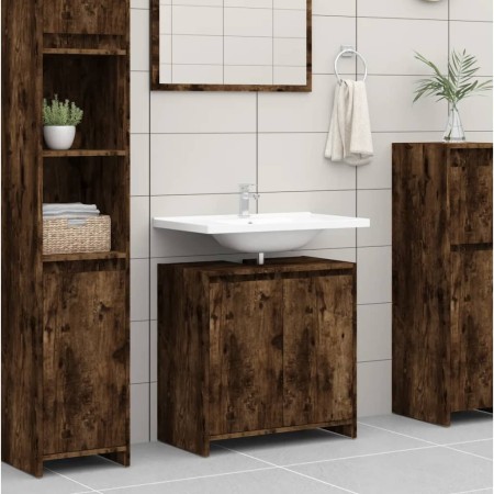 Armario de baño madera contrachapada roble ahumado 60x33x61 cm de vidaXL, Muebles de baño - Ref: Foro24-826357, Precio: 39,99...