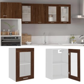 Hanging display cabinet in brown oak wood, 40x31x60 cm. by vidaXL, Kitchen cabinets - Ref: Foro24-826347, Price: 37,99 €, Dis...