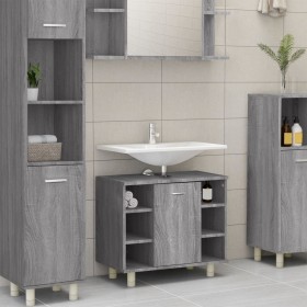 Armario de baño madera contrachapada gris Sonoma 60x32x53,5 cm de vidaXL, Muebles de baño - Ref: Foro24-826373, Precio: 51,09...