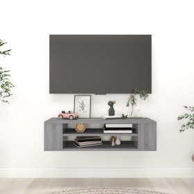 Gray plywood hanging TV cabinet 100x30x26.5 cm by vidaXL, TV Furniture - Ref: Foro24-826361, Price: 33,67 €, Discount: %