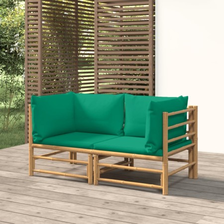 Garten-Ecksofas 2 Stück Bambus mit grünen Kissen von vidaXL, Gartensets - Ref: Foro24-3155150, Preis: 188,99 €, Rabatt: %