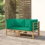 Garten-Ecksofas 2 Stück Bambus mit grünen Kissen von vidaXL, Gartensets - Ref: Foro24-3155150, Preis: 188,28 €, Rabatt: %