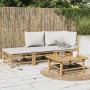 3-piece bamboo garden furniture set with light gray cushions by vidaXL, Garden sets - Ref: Foro24-3155108, Price: 281,99 €, D...