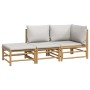 3-piece bamboo garden furniture set with light gray cushions by vidaXL, Garden sets - Ref: Foro24-3155108, Price: 281,99 €, D...