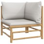 3-piece bamboo garden furniture set with light gray cushions by vidaXL, Garden sets - Ref: Foro24-3155108, Price: 281,99 €, D...