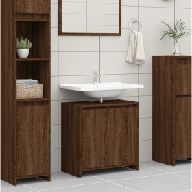 Oak brown plywood bathroom cabinet 60x33x61 cm by vidaXL, Bathroom furniture - Ref: Foro24-826359, Price: 39,97 €, Discount: %