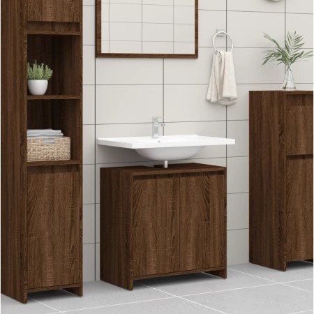 Armario de baño madera contrachapada marrón roble 60x33x61 cm de vidaXL, Muebles de baño - Ref: Foro24-826359, Precio: 39,93 ...