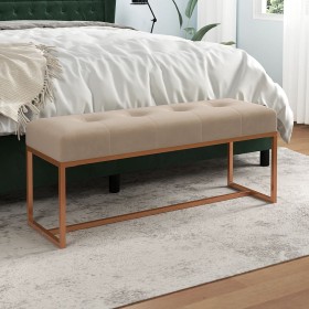 Banco de terciopelo beige 110x36x45 cm de vidaXL, Bancos para recibidores y almacenamiento - Ref: Foro24-350604, Precio: 100,...