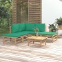 6-teiliges Gartenmöbel-Set aus Bambus mit grünen Kissen von vidaXL, Gartensets - Ref: Foro24-3155143, Preis: 395,14 €, Rabatt: %