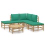 Set de muebles de jardín 6 piezas bambú con cojines verde de vidaXL, Conjuntos de jardín - Ref: Foro24-3155143, Precio: 395,1...