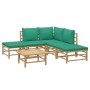 Set de muebles de jardín 6 piezas bambú con cojines verde de vidaXL, Conjuntos de jardín - Ref: Foro24-3155143, Precio: 395,1...