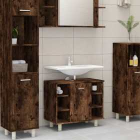 Armario de baño madera contrachapada roble ahumado 60x32x53,5cm de vidaXL, Muebles de baño - Ref: Foro24-826372, Precio: 47,8...