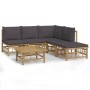 6-piece bamboo garden furniture set with dark gray cushions by vidaXL, Garden sets - Ref: Foro24-3155231, Price: 474,80 €, Di...