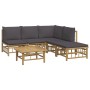 Set de muebles de jardín 6 piezas bambú con cojines gris oscuro de vidaXL, Conjuntos de jardín - Ref: Foro24-3155231, Precio:...