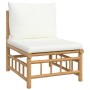 Set de muebles de jardín 11 piezas bambú y cojines blanco crema de vidaXL, Conjuntos de jardín - Ref: Foro24-3155193, Precio:...