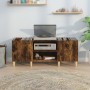 Mueble discos madera contrachapada roble ahumado 121x38x48 cm de vidaXL, Almacenamiento para CD y DVD - Ref: Foro24-831930, P...