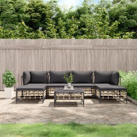 Gartenmöbel-Set 7-teilig und anthrazitgraue PE-Rattankissen von vidaXL, Outdoor-Sofas - Ref: Foro24-3186781, Preis: 495,94 €,...