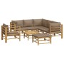 Set de muebles de jardín 8 piezas bambú y cojines gris taupé de vidaXL, Conjuntos de jardín - Ref: Foro24-3155126, Precio: 83...