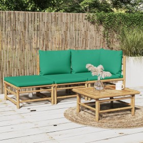 3-piece bamboo garden furniture set with green cushions by vidaXL, Garden sets - Ref: Foro24-3155172, Price: 238,99 €, Discou...