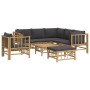 Set de muebles de jardín 8 piezas bambú con cojines gris oscuro de vidaXL, Conjuntos de jardín - Ref: Foro24-3155222, Precio:...