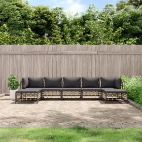 Gartenmöbel-Set 7-teilig und anthrazitgraue PE-Rattankissen von vidaXL, Outdoor-Sofas - Ref: Foro24-3186783, Preis: 497,18 €,...