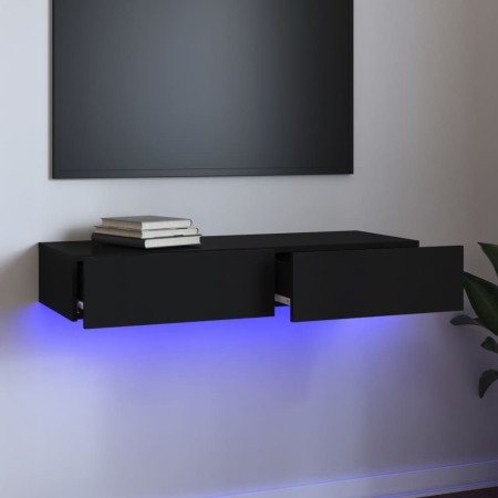 Mueble de TV con luces LED negro 90x35x15,5 cm de vidaXL, Muebles TV - Ref: Foro24-832873, Precio: 84,99 €, Descuento: %