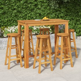 Hoher Gartentisch und Hocker 7 Stk. massives Akazienholz von vidaXL, Gartensets - Ref: Foro24-3154395, Preis: 338,96 €, Rabat...