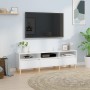 Mueble de TV madera contrachapada blanco brillo 150x30x44,5 cm de vidaXL, Muebles TV - Ref: Foro24-831911, Precio: 82,99 €, D...