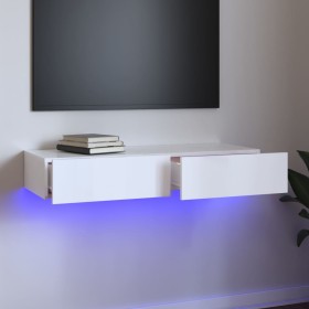 Mueble de TV con luces LED blanco brillante 90x35x15,5 cm de vidaXL, Muebles TV - Ref: Foro24-832878, Precio: 53,99 €, Descue...