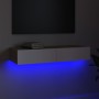 Mueble de TV con luces LED blanco y roble Sonoma 90x35x15,5 cm de vidaXL, Muebles TV - Ref: Foro24-832877, Precio: 55,19 €, D...